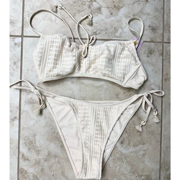 Wild Fable NWT ($24 top, $18 bottom retail) Large 12/14 white bikini tie bottoms - Picture 4 of 4